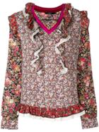 Diesel Floral Embroidered Frill Blouse - Multicolour