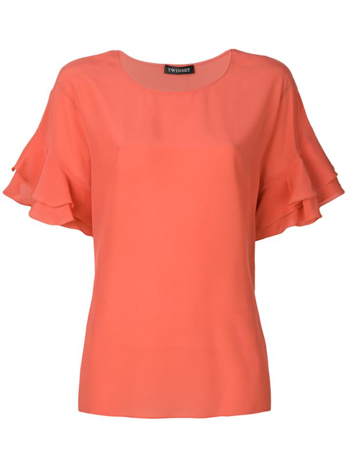 Twin-set Ruffled Sleeves T-shirt - Nude & Neutrals