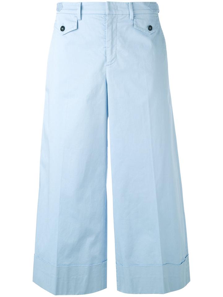 No21 Wide Leg Cropped Trousers, Women's, Size: 42, Blue, Cotton/spandex/elastane