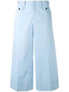 No21 Wide Leg Cropped Trousers, Women's, Size: 42, Blue, Cotton/spandex/elastane