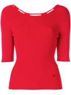 Carven Ribbed Knitted Blouse - Red