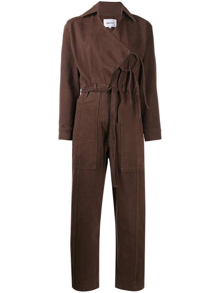 Nanushka Tie Fastened Boiler Suit - Brown