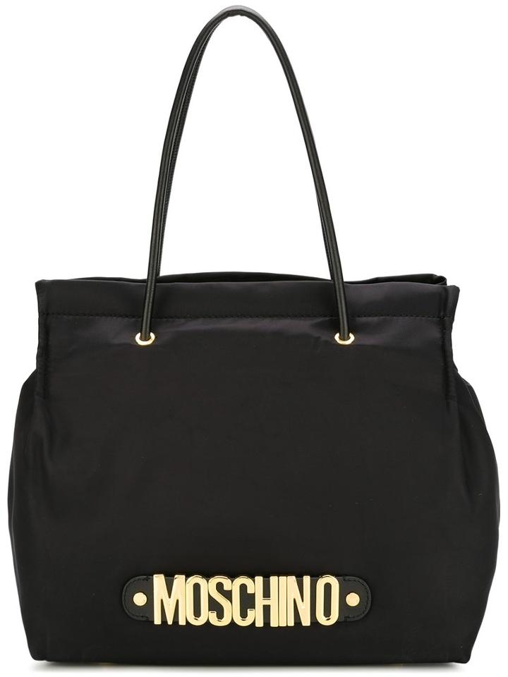 Moschino Letters Tote, Women's, Black, Polyamide/leather/metal (other)
