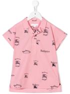 Burberry Kids Teen Short-sleeve Archive Logo Print Cotton Shirt - Pink