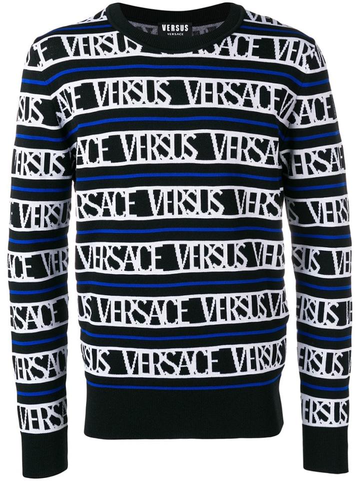 Versus Logo Intarsia Striped Jumper - Black