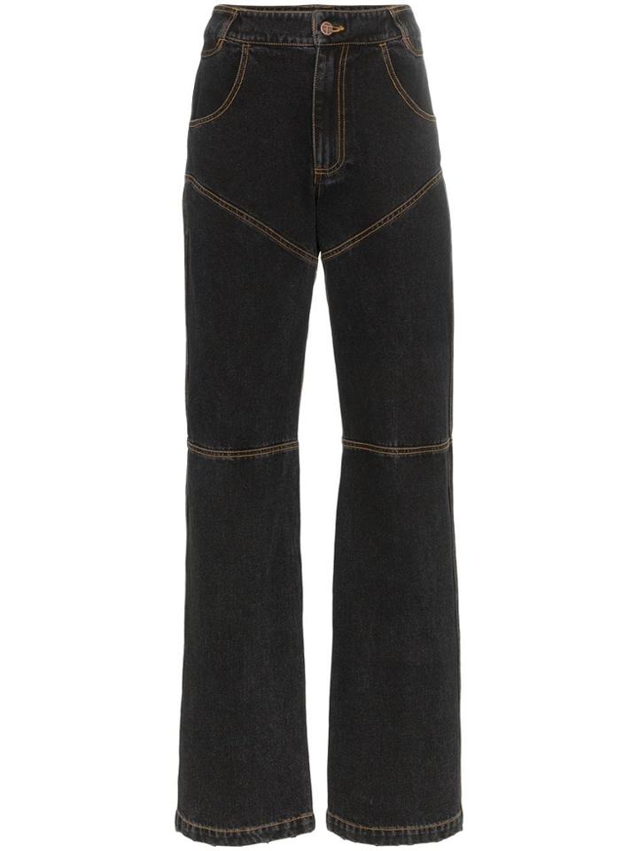 Telfar Contrast Stitch Bootcut Jeans - Blue