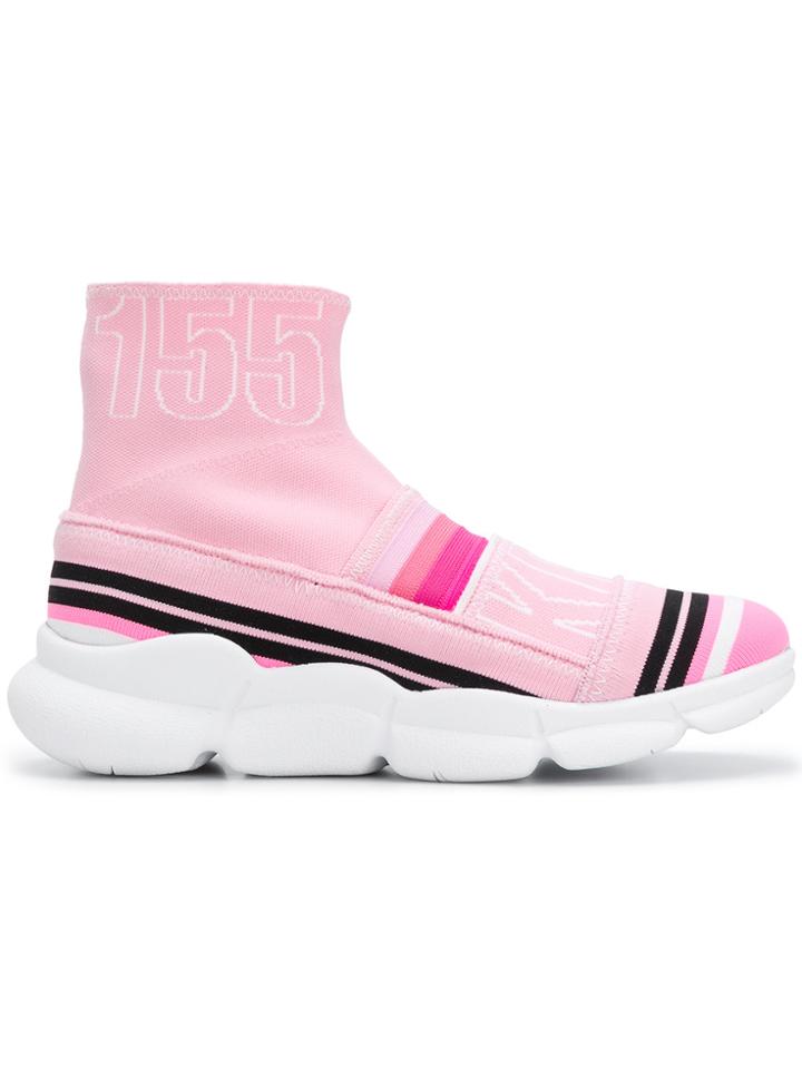 Msgm Branded Sock Sneakers - Pink & Purple