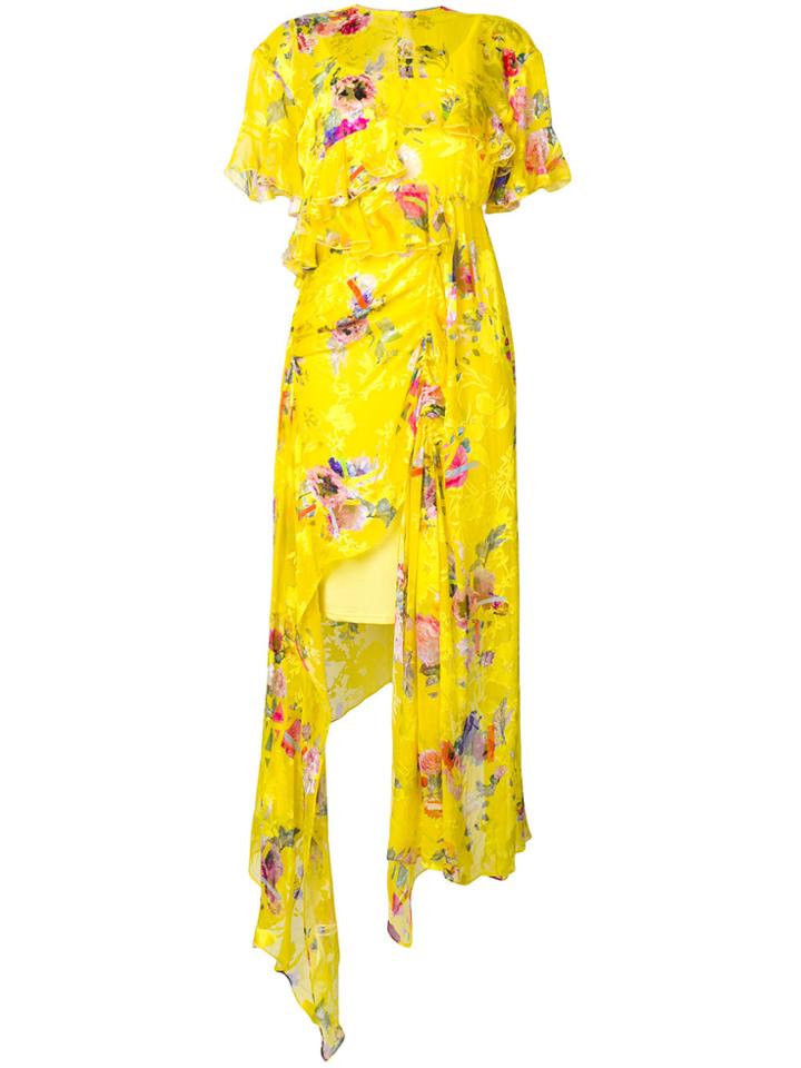 Preen By Thornton Bregazzi Nickesha Floral Asymmetric Dress - Yellow &