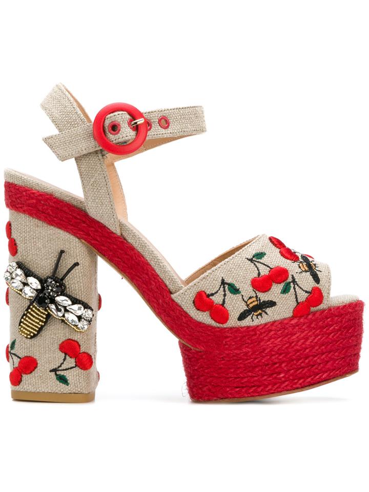 Castañer Aloe Embroidered Sandals - Nude & Neutrals