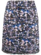 Giambattista Valli Floral Embroidered Tweed Skirt - Blue