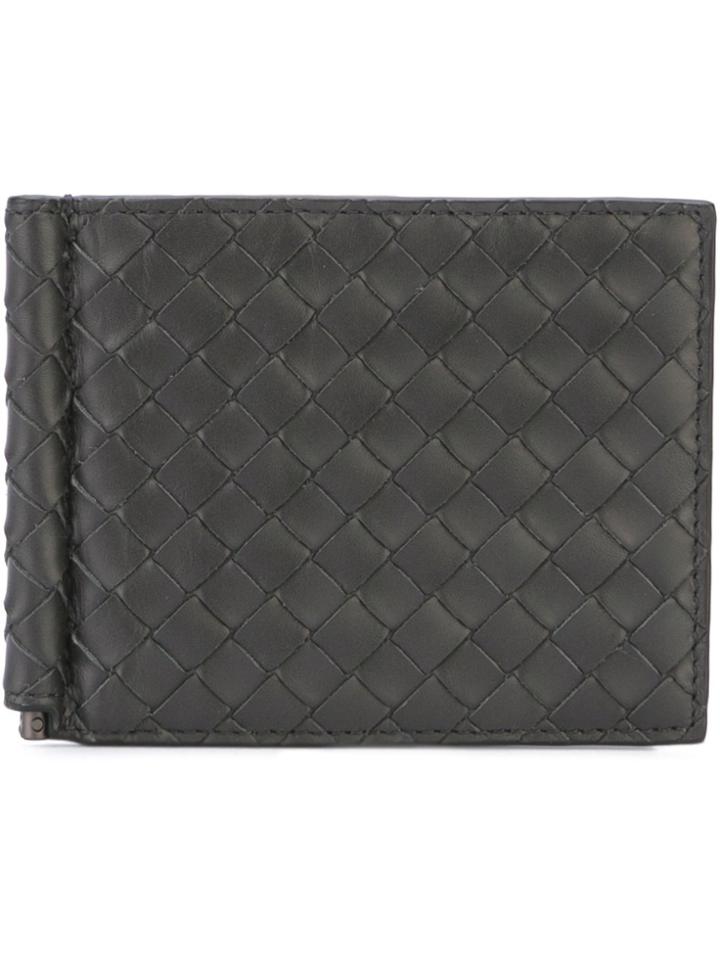 Bottega Veneta Woven Leather Wallet - Grey