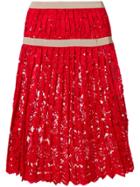 Miahatami Pleated Lace Skirt - Red