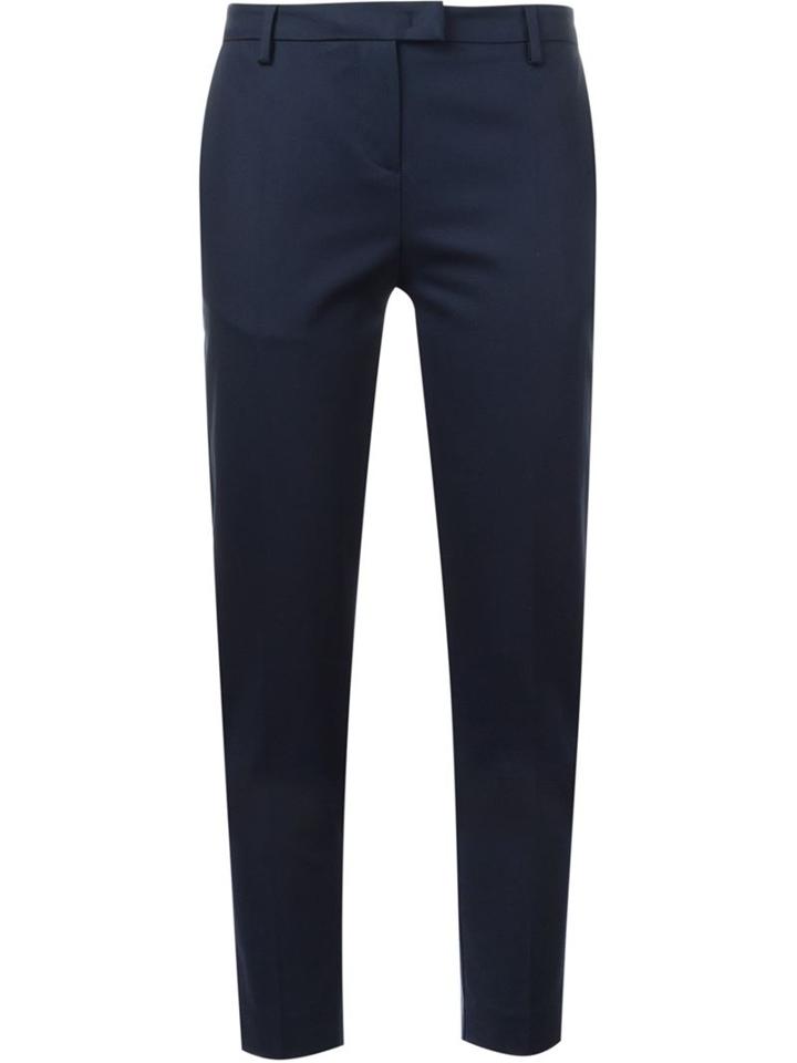Moncler Slim Tailored Trousers, Women's, Size: 48, Blue, Cotton/spandex/elastane
