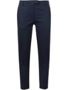 Moncler Slim Tailored Trousers, Women's, Size: 48, Blue, Cotton/spandex/elastane