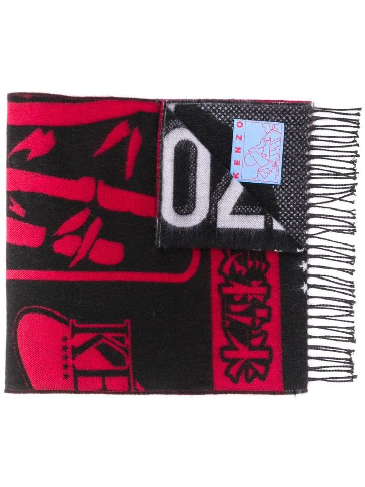 Kenzo Contrast Logo Scarf - Grey