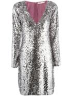 Amen Sequin V-neck Dress, Women's, Size: 44, Grey, Cotton/viscose