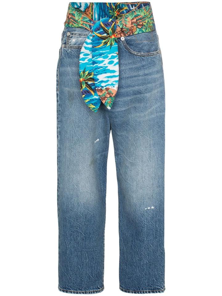 R13 Jasper Tie Waist Crossover Jeans - Blue