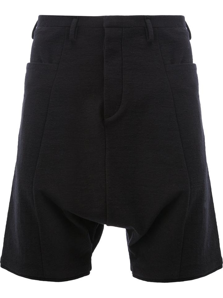 Label Under Construction Drop-crotch Shorts, Men's, Size: 44, Black, Cotton