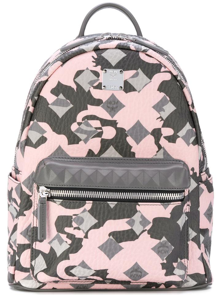 Mcm Square Pattern Backpack - Grey