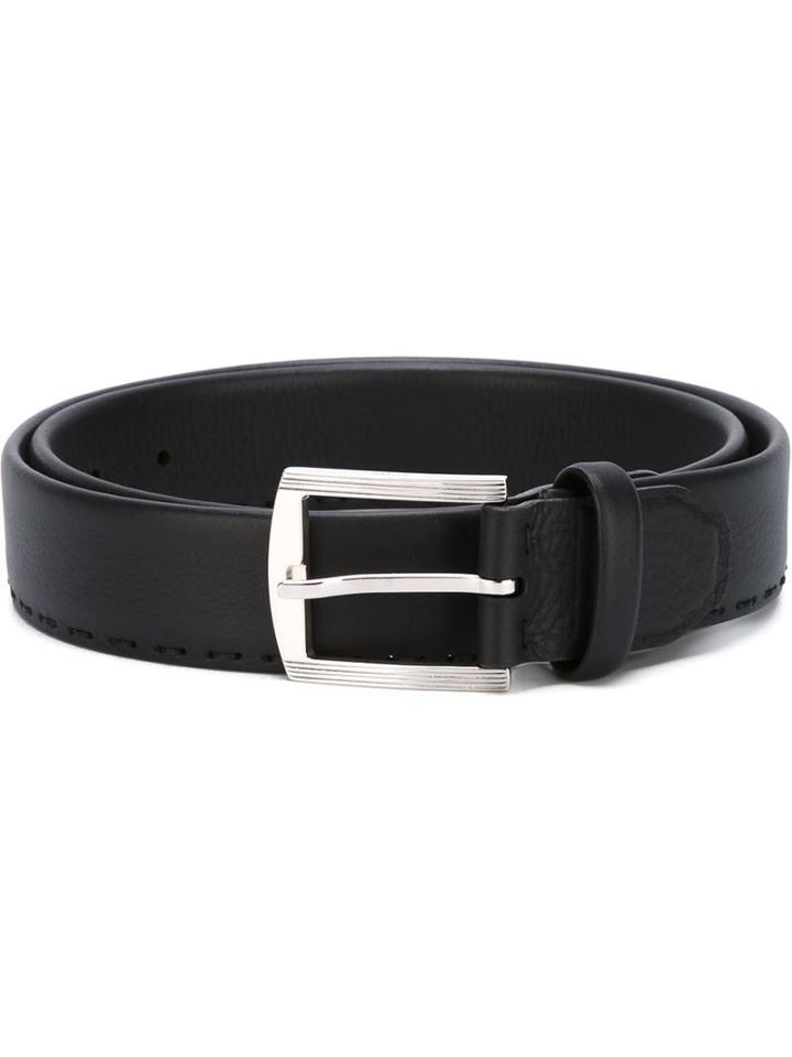 Kiton Classic Belt, Men's, Size: 105, Black, Leather