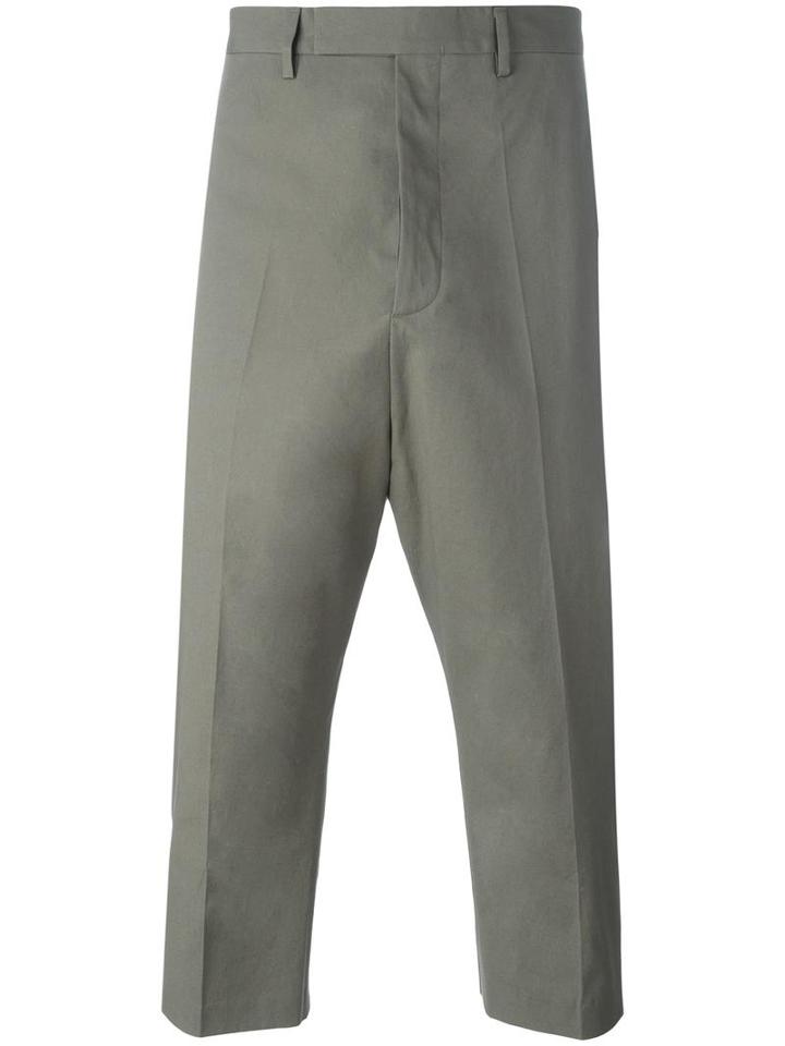 Rick Owens Astaire Cropped Trousers, Men's, Size: 50, Grey, Cotton/rubber