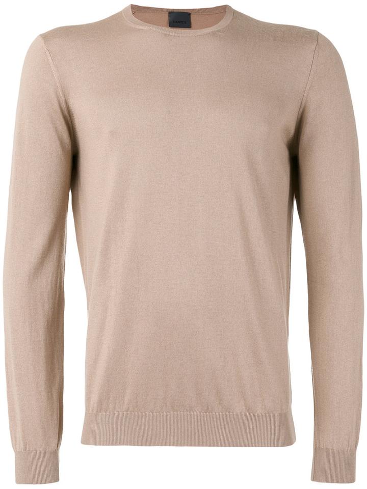 Laneus Crew-neck Jumper, Men's, Size: 54, Brown, Silk/cashmere