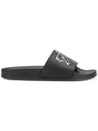 Mcq Alexander Mcqueen Swallow Print Sliders - Black