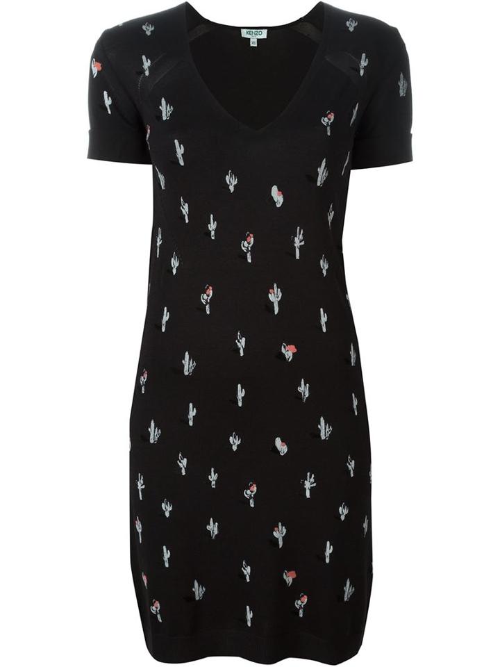 Kenzo 'cartoon Cactus' Dress, Women's, Size: Xs, Black, Polyamide/viscose