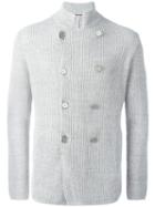 Brunello Cucinelli Double-breasted Ribbed Cardigan, Size: 52, Grey, Linen/flax/cotton