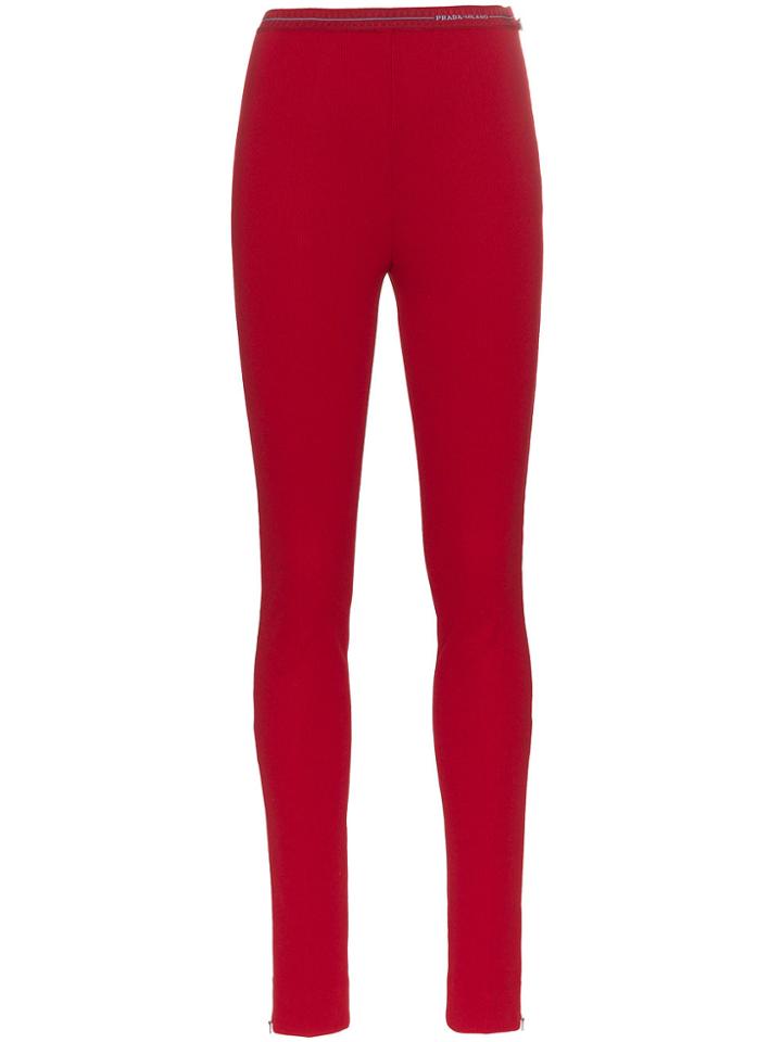 Prada Logo Waistband Jersey Leggings - Red