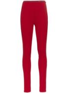 Prada Logo Waistband Jersey Leggings - Red