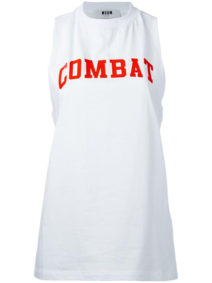 Msgm - Combat Print Tank - Women - Cotton - Xs, White, Cotton