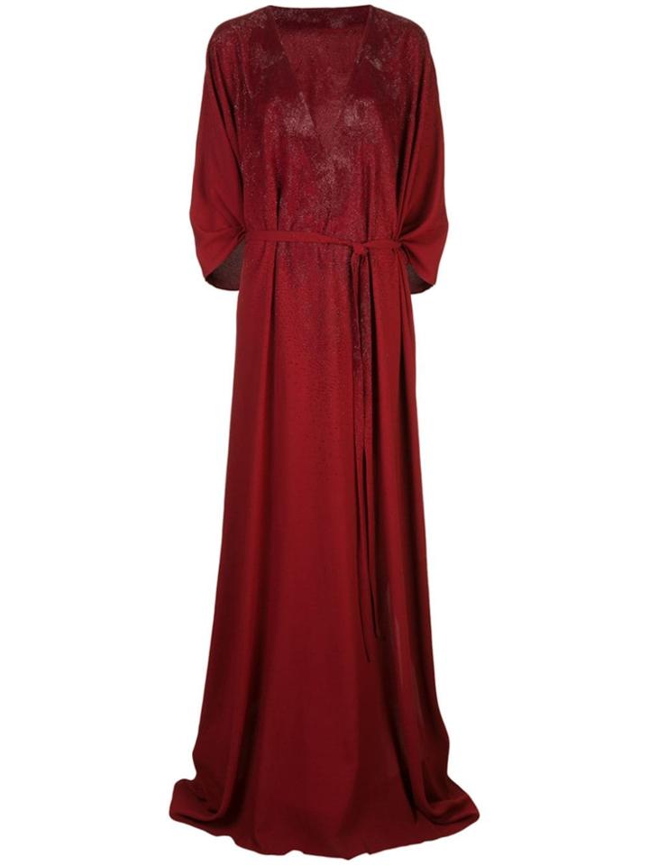 Oscar De La Renta Kaftan Gown With Sequins - Red