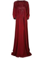 Oscar De La Renta Kaftan Gown With Sequins - Red