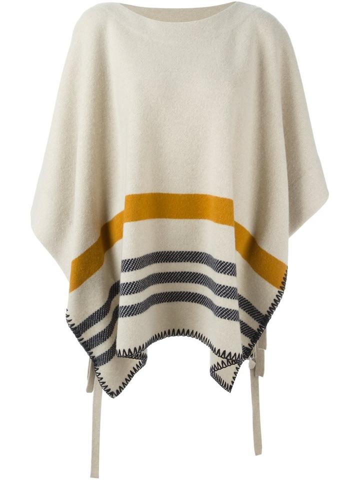 Chloé 'romance' Striped Poncho, Women's, Size: Medium/large, Nude/neutrals, Cashmere/wool
