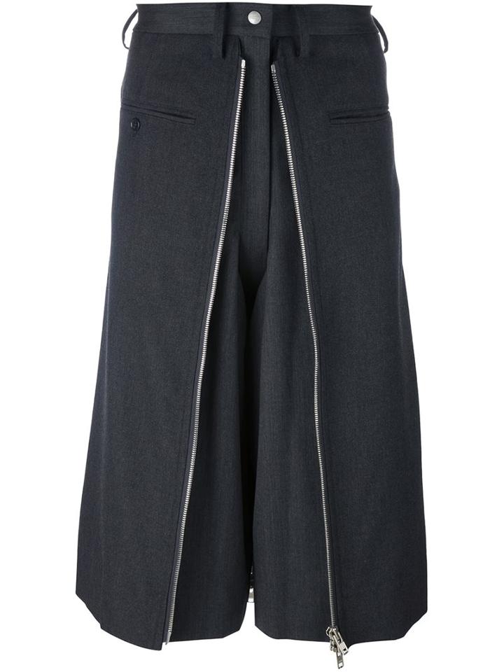 Ganryu Comme Des Garcons Cropped Skirt Trousers, Men's, Size: Medium, Grey, Cupro/wool