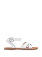 Miu Miu Jewelled Buckle Sandals - White