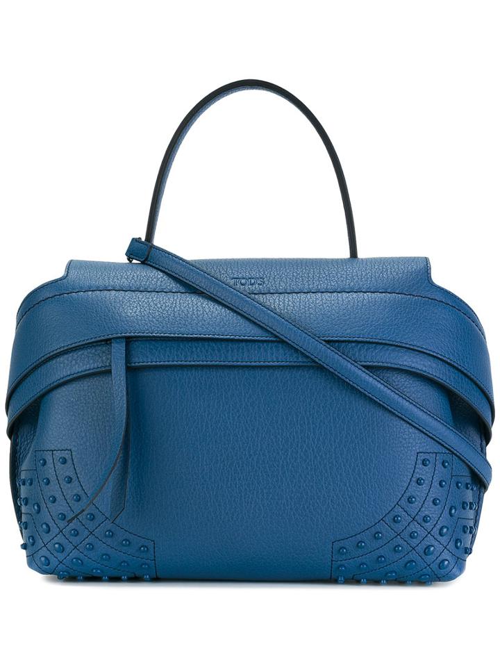 Tod's Studded Tote, Blue, Leather
