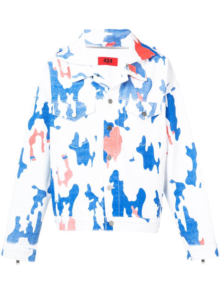 424 Fairfax Printed Denim Jacket - White