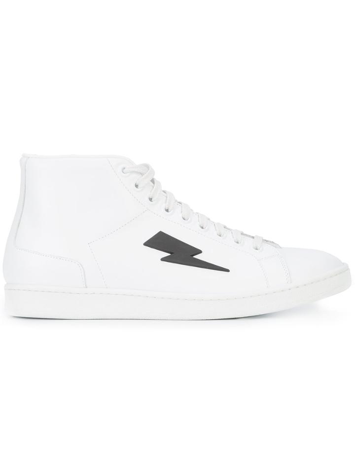 Neil Barrett Lightening Bolt Sneakers - White