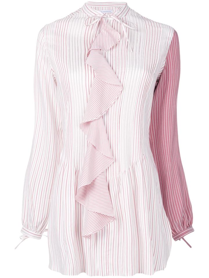 J.w.anderson - Contrast Sleeve Shirt - Women - Silk/mother Of Pearl - 8, Pink/purple, Silk/mother Of Pearl