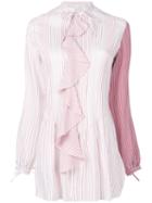 J.w.anderson - Contrast Sleeve Shirt - Women - Silk/mother Of Pearl - 8, Pink/purple, Silk/mother Of Pearl