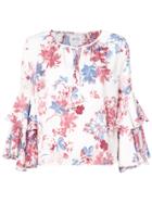 Misa Los Angeles Floral Tied Blouse - White