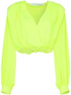 Off-white Cropped Wrap Top - Yellow