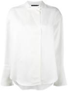 Band Collar Shirt - Women - Linen/flax/viscose - 44, White, Linen/flax/viscose, Calvin Klein Collection