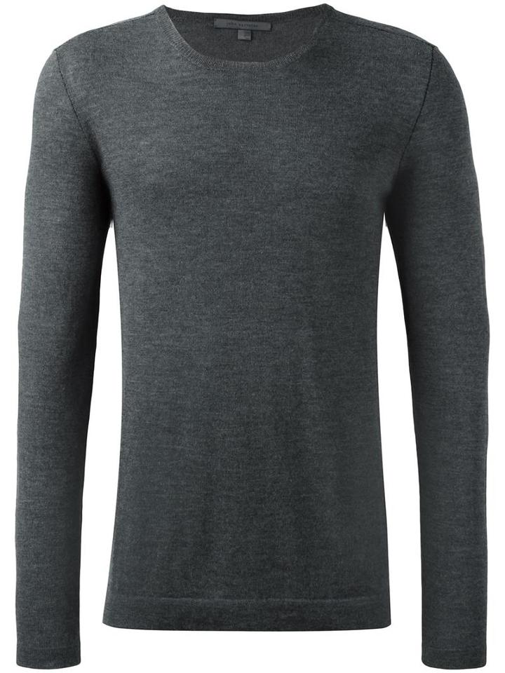 John Varvatos Crew Neck Jumper, Men's, Size: Xl, Grey, Cashmere