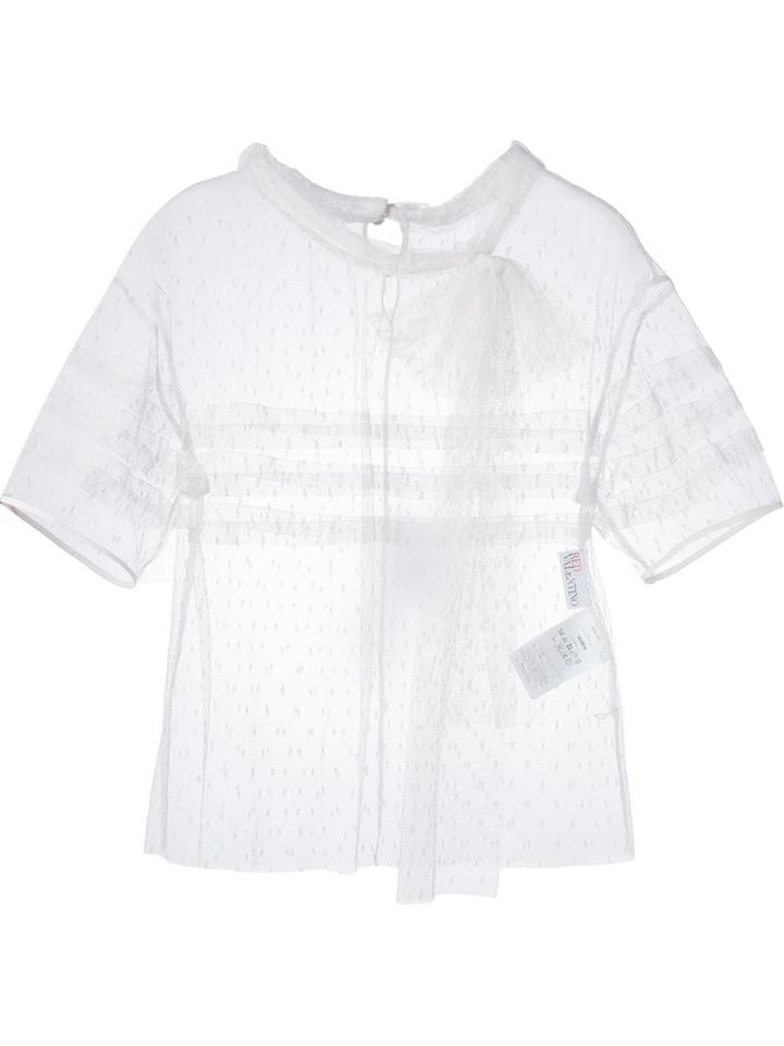 Red Valentino Tulle Sheer Blouse, Women's, Size: 42, White, Polyamide
