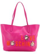 Love Moschino - Logo Shopper Tote - Women - Polyurethane - One Size, Pink/purple, Polyurethane
