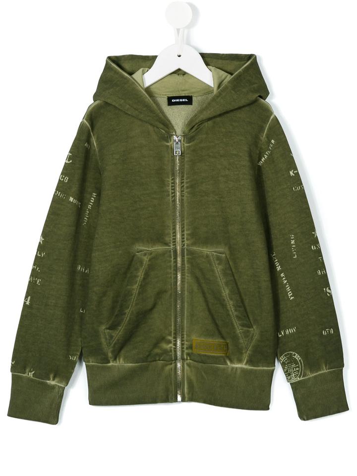 Diesel Kids - Printed Hoodie - Kids - Cotton - 8 Yrs, Green