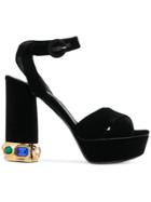 Casadei Crystal-embellished Platform Sandals - Black